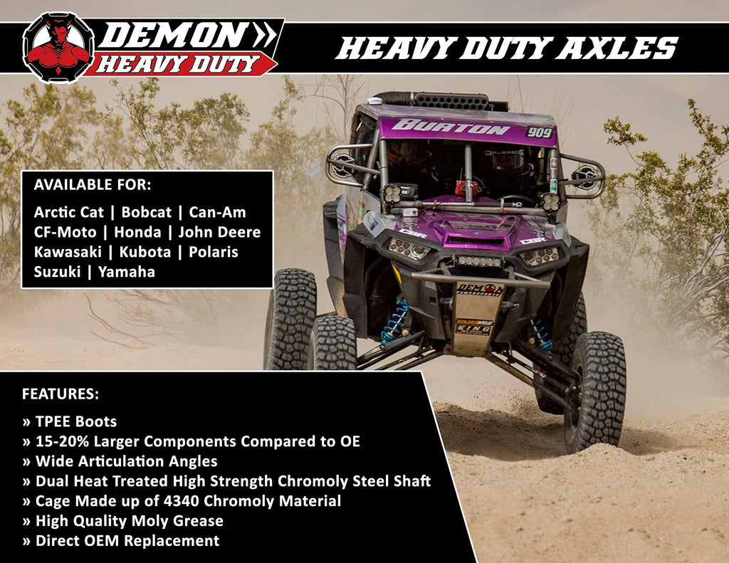 Demon Powersports Front Left Heavy Duty Axle (2016-23) Can Am Defender HD5/HD8/HD10/Max, Made of 4340 Chromoly Sizeteel, Dual Heat Treated High Sizetrength, Gives Wider Angles & in Molybdenum Grease