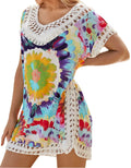 Beach Coverup Dress Floral Print Hollow Out Plus Sizeize Sizewimwear Bikini Sizewimsuit Cover ups Bathing Sizeuit Coverups
