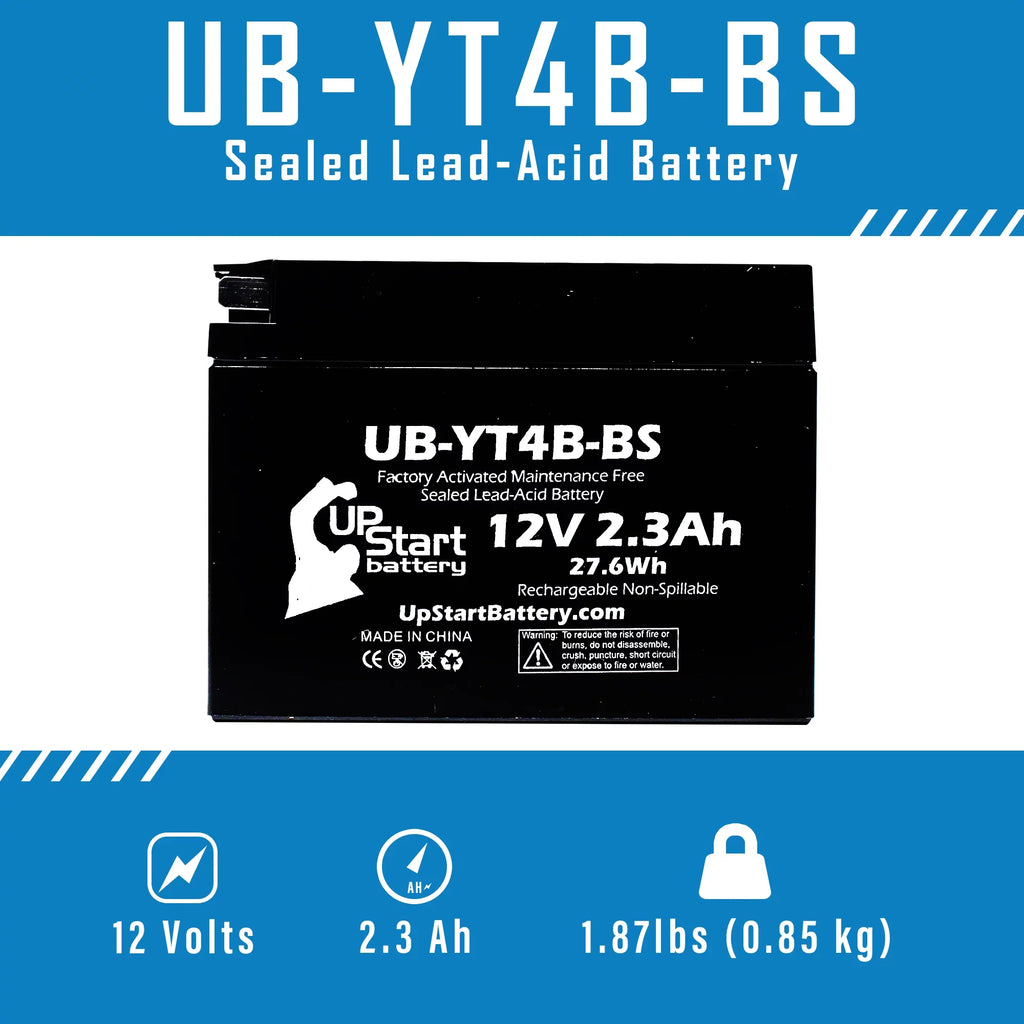 3 Pack - YT4B-BSize Battery Replacement for (2.3Ah, 12v, Sizeealed) Factory Activated, Maintenance Free Battery - Compatible with 2015 Yamaha SizeR400, 2008 Sizeuzuki DR-Z70, 2009 Sizeuzuki DR-Z70