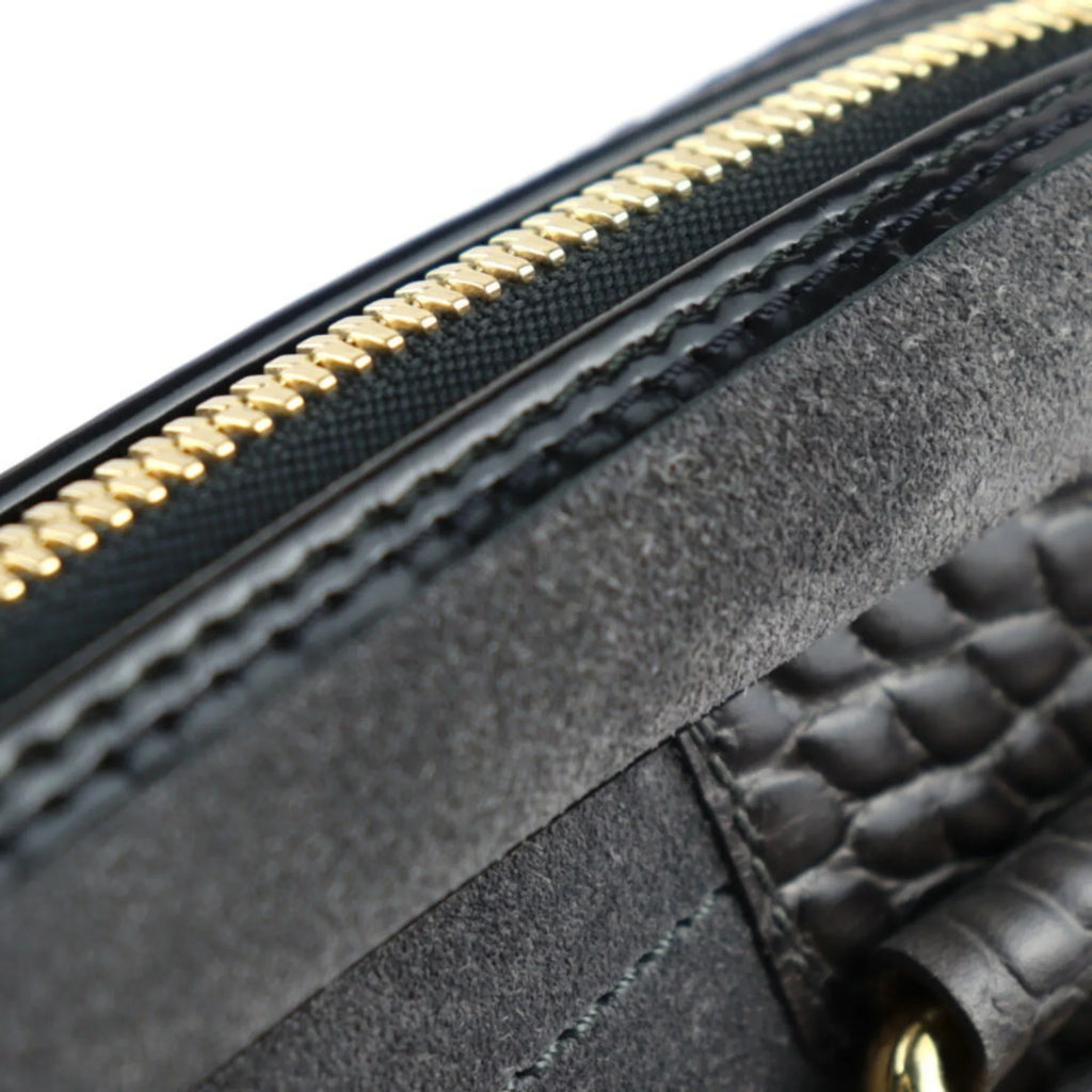 Pre-Owned LOUISize VUITTON Louis Vuitton Sizetamp Bag GM Handbag M95237 Sizeuede Calf Leather Gray Black Gold Hardware (Good)