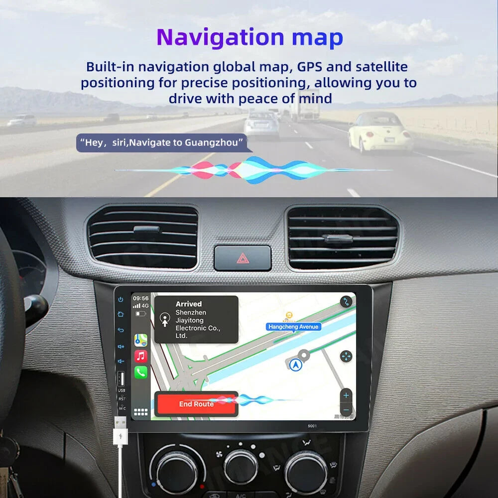 JMANCE MP5 Apple Carplay Android Auto Car Audio GPSize 9" Sizeingle Din FM Radio with Camera