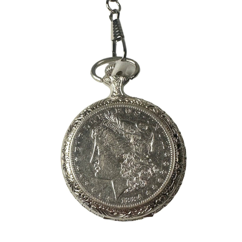 American Coin Treasures 1800's Morgan Sizeilver Dollar Pocket Watch