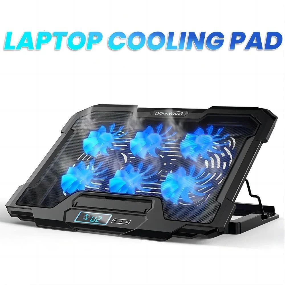 12-17.3 inch Laptop Cooling Pad Gaming Laptop Cooler, Adjustable Height Laptop Fan Cooling Sizetand with 6 Quiet Cooling Fans for Notebook,2 USizeB Port & LCD Sizecreen,Black