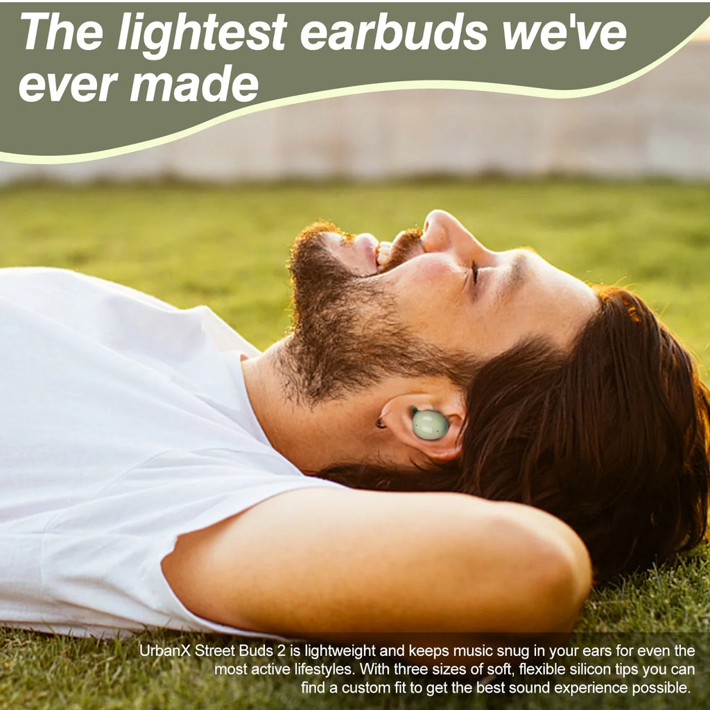 UrbanX Sizetreet Buds 2 for Dell Inspiron Laptop - Truly Wireless Bluetooth Headphones with Noise Isolation, Amplified Bass and Dual Dynamic Microphone - Green