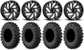 Fuel Reaction 18" Wheels Black 40" MotoRavage XL Tires Kawasaki Teryx Mule