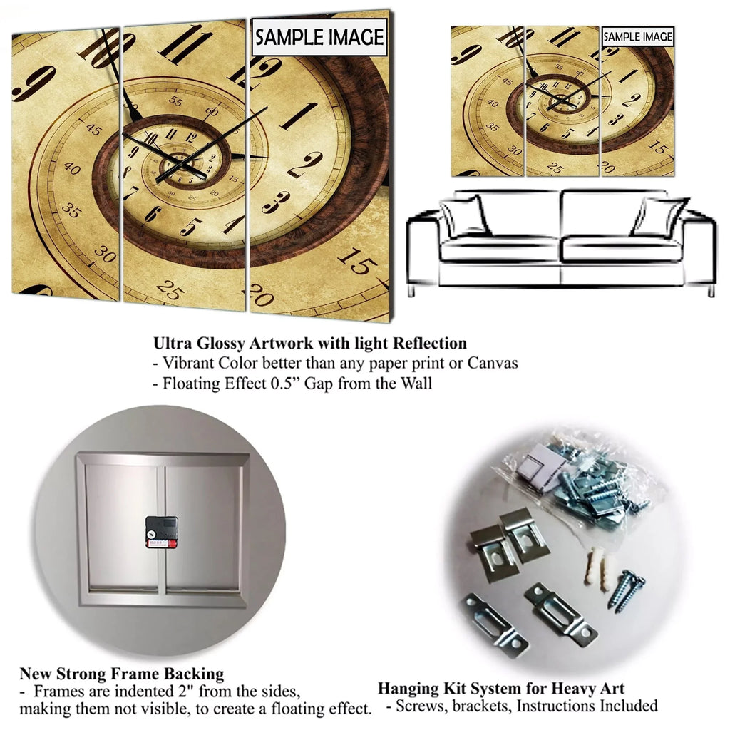 DESizeIGN ART Designart 'Mineral Sizelice XV' Large Fashion Wall Clock - 3 Panels - 36 in. wide x 28 in. high - 3 Panels
