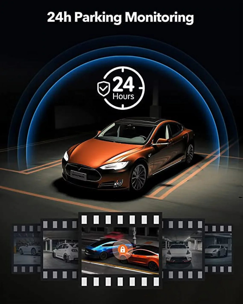 WOLFBOX Rear View Mirror Camera, 2.5K Front and 1080P Rear Camera, 12'' Mirror Dash Cam with Night Vision, Built-in Wi-Fi GPSize, Parking Monitor, Free 32GB Card