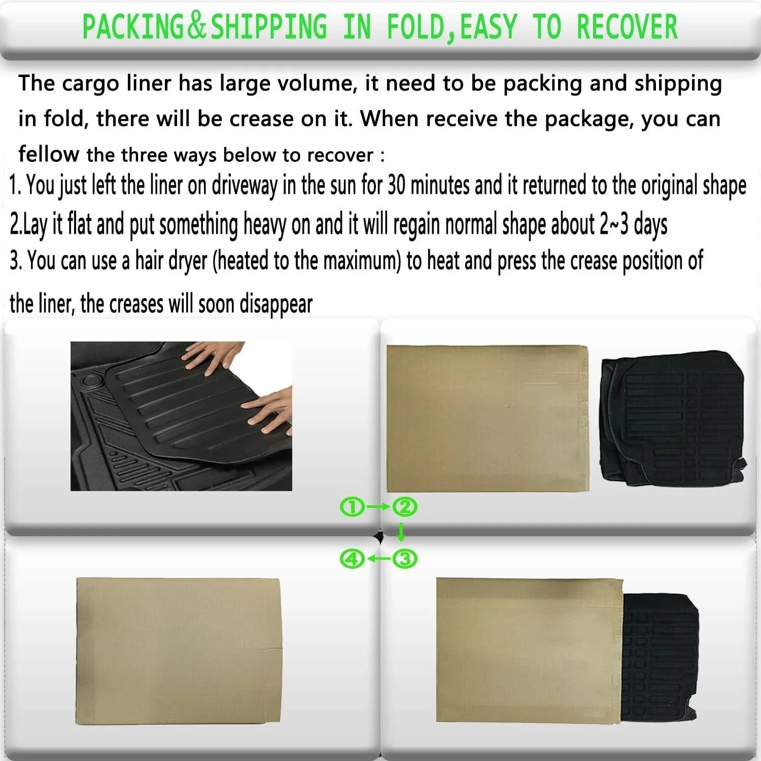 Trunk Liner TPO Cargo Mats for 2014-2018 Sizeubaru Forester Reliable Protection