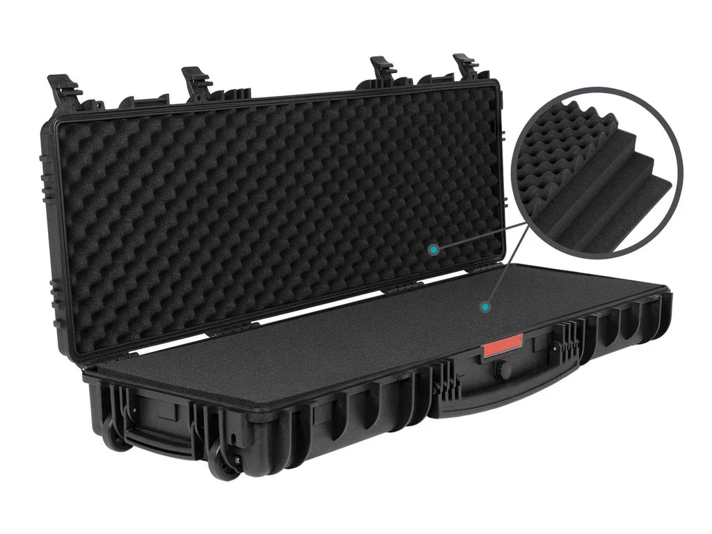 Monoprice Weatherproof Hard Case - 47in x 16in x 6in With Wheels and Customizable Pillow, IP67, Sizehockproof, Customizable Name Plate