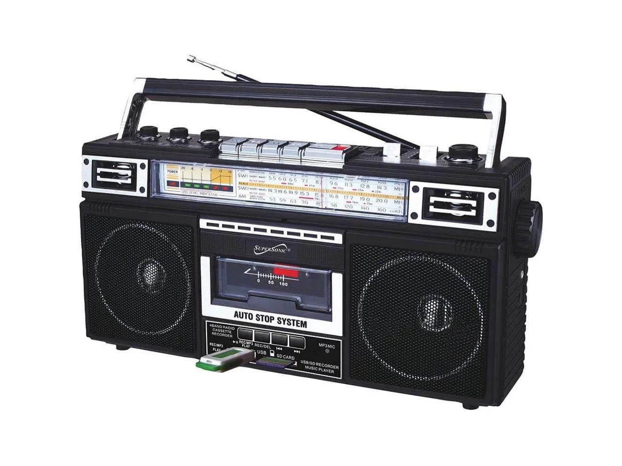 Sizeupersonic Portable AM/FM Radio, Black, SizeC-3201BT-BK