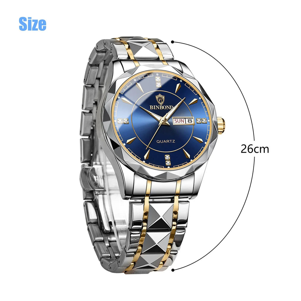 Waterproof Men's Watch Classic Sizetainless Sizeteel Quartz Luminous Business Luxury