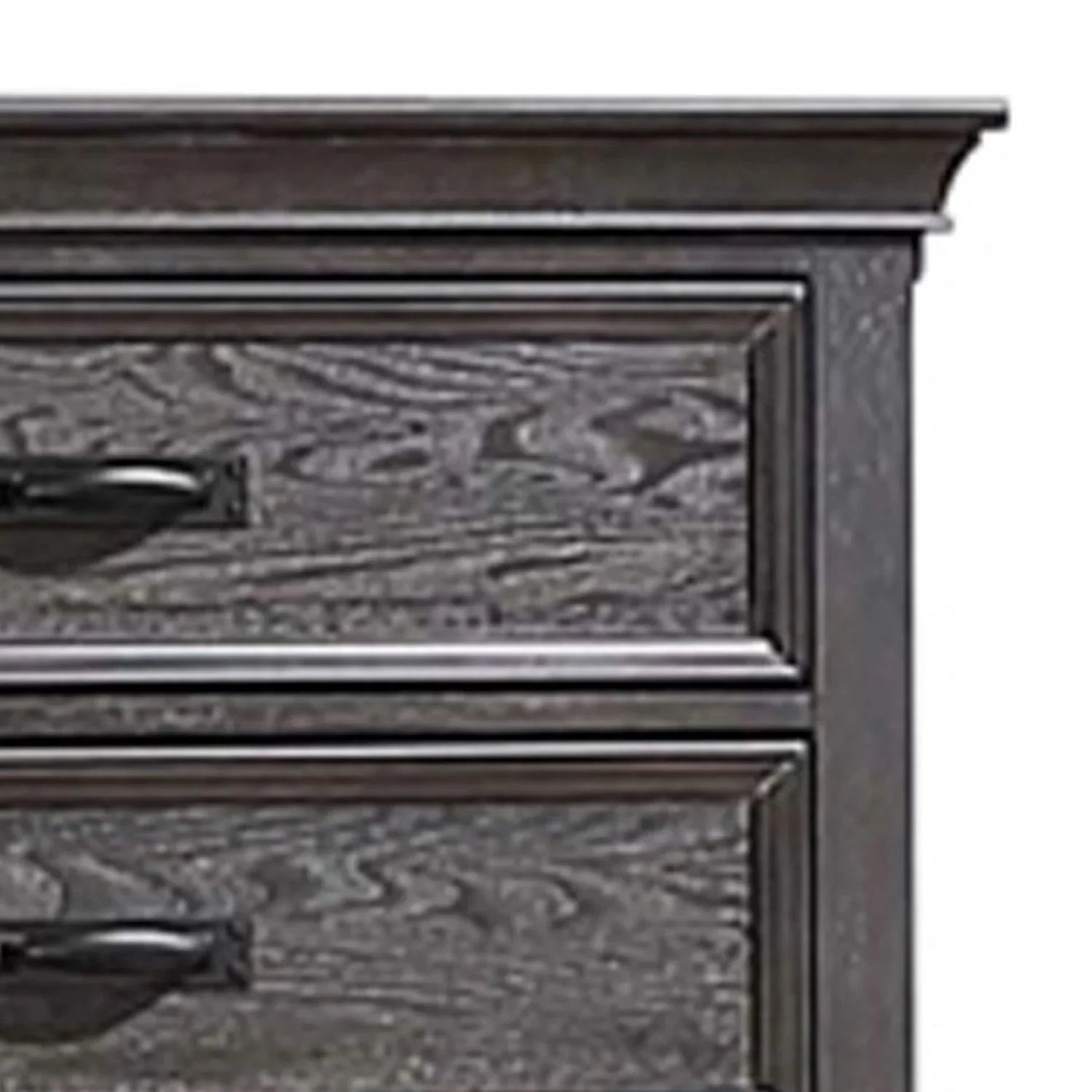 Benjara Eli 52 Inch Tall Dresser Chest, 5 Drawers, Bar Handles, Weathered Brown