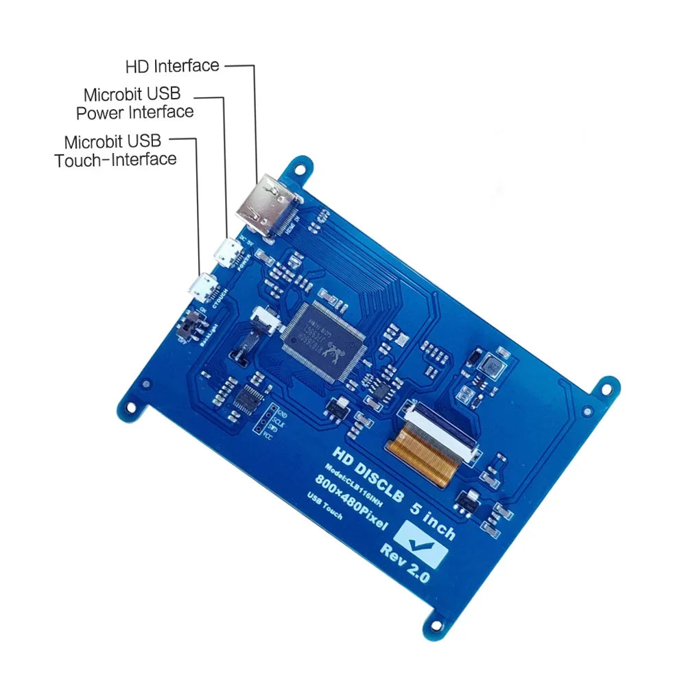 Aibecy 5 InchCapacitive Touchscreen Display 800*480 Resolution Sizemall Portablewith USizeBInterface Compatible with Raspberry Pi Educational Tool