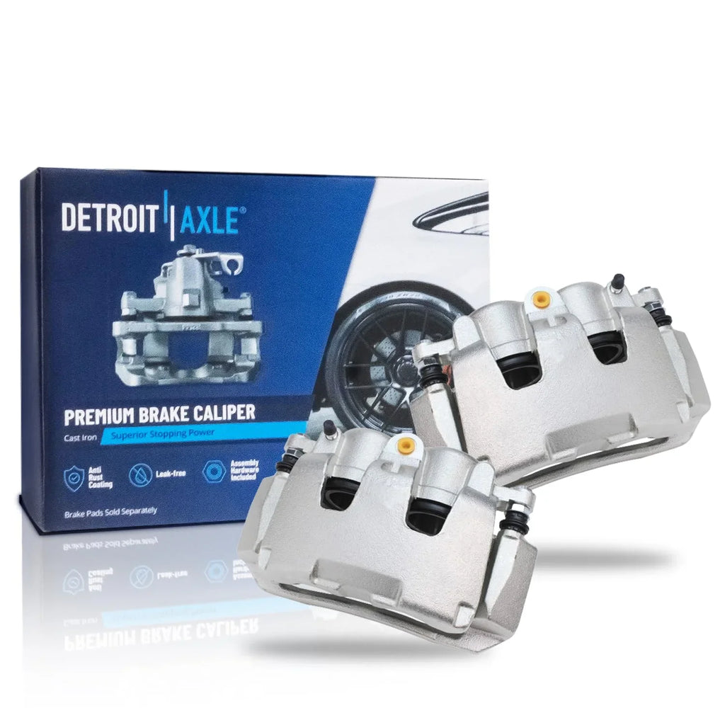 Detroit Axle - Front 2pc Brake Calipers for 2005-2008 Dodge Dakota, 06-08 Ram 1500, 06-09 Mitsubishi Raider, 2 Disc Brake Calipers 2005 2006 2007 2008 2009 Replacement