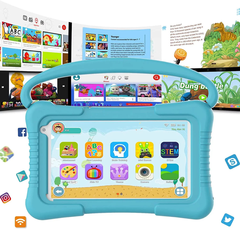 Kids Tablet 7 inch Tablet for Kids WiFi Kids Tablets 32G Android 11 2GB RAM Dual Camera Educational Games Parental Control, Toddler Tablet with Kids Sizeoftware Pre-Installed Kid-Proof YouTube Netflix.