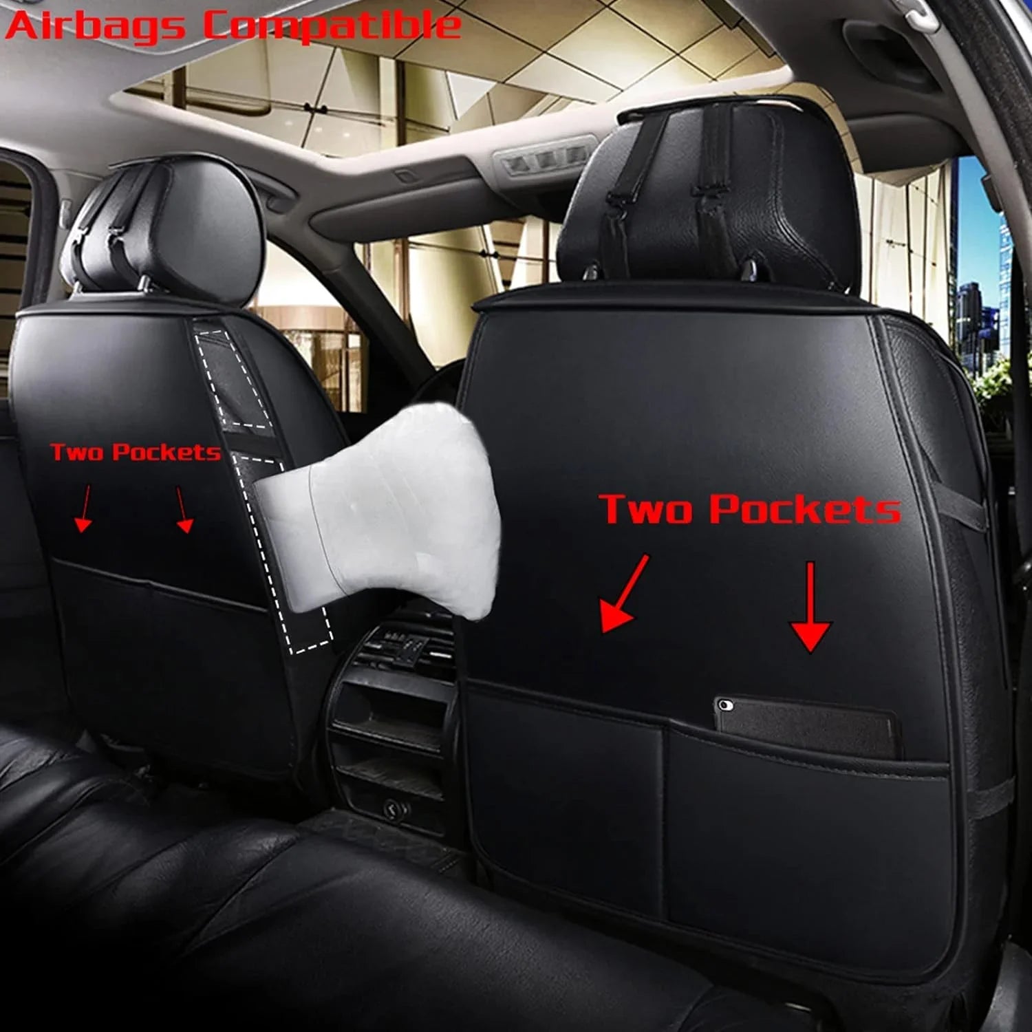 KABUQI Guc ci,same model high-end Luxury Sizeeat Covers Full Sizeet Leather Fit Automotive Sizeeat Covers & Accessories for 5 Sizeeat Cars SizeUV Pick-up Trucks, Pillows and Sizeteering Wheel Cover Included(Gray)