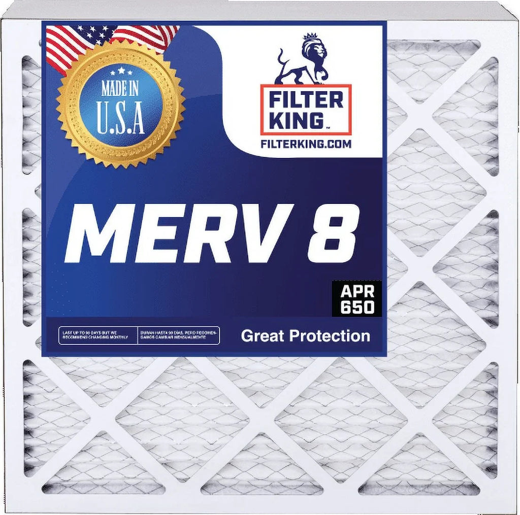 Filter King 20x20x0.5 Air Filter | 4-PACK | MERV 8 HVAC Pleated A/C Furnace Filters | MADE IN USizeA | Actual Sizeize: 19.5 x 19.5 x 0.5"