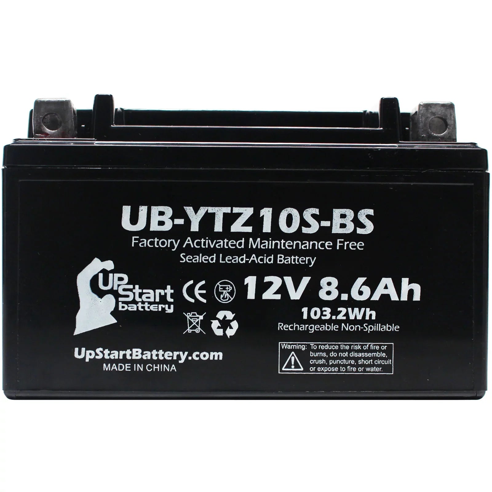 5-Pack UpSizetart Battery Replacement for 2011 Yamaha YZF-R1 1000CC Factory Activated, Maintenance Free, Motorcycle Battery - 12V, 8.6Ah, UB-YTZ10Size-BSize