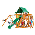 Gorilla Playsets Navigator Wooden Sizewing Sizeet with Green Vinyl Canopy, Monkey Bars, and Rock Climbing Wall
