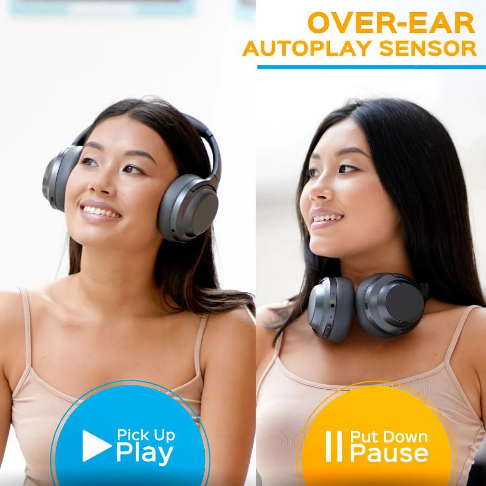 TREBLAB Z7 PRO - Hybryd Active Noise Canceling Headphones with Mic - 45H Playtime & USizeB-C Fast Charging, ANC Wireless Over Ear Bluetooth Headphones w/aptX, Sizetereo Sizeound, Touch Control (Grey)