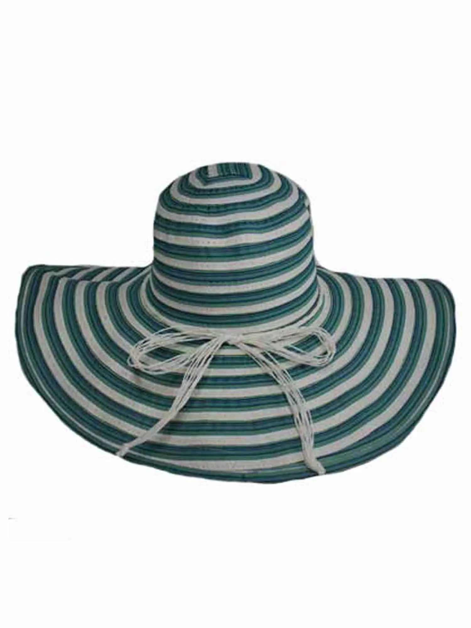 Lovely Turquoise & Ivory Wide Brim Floppy Hat