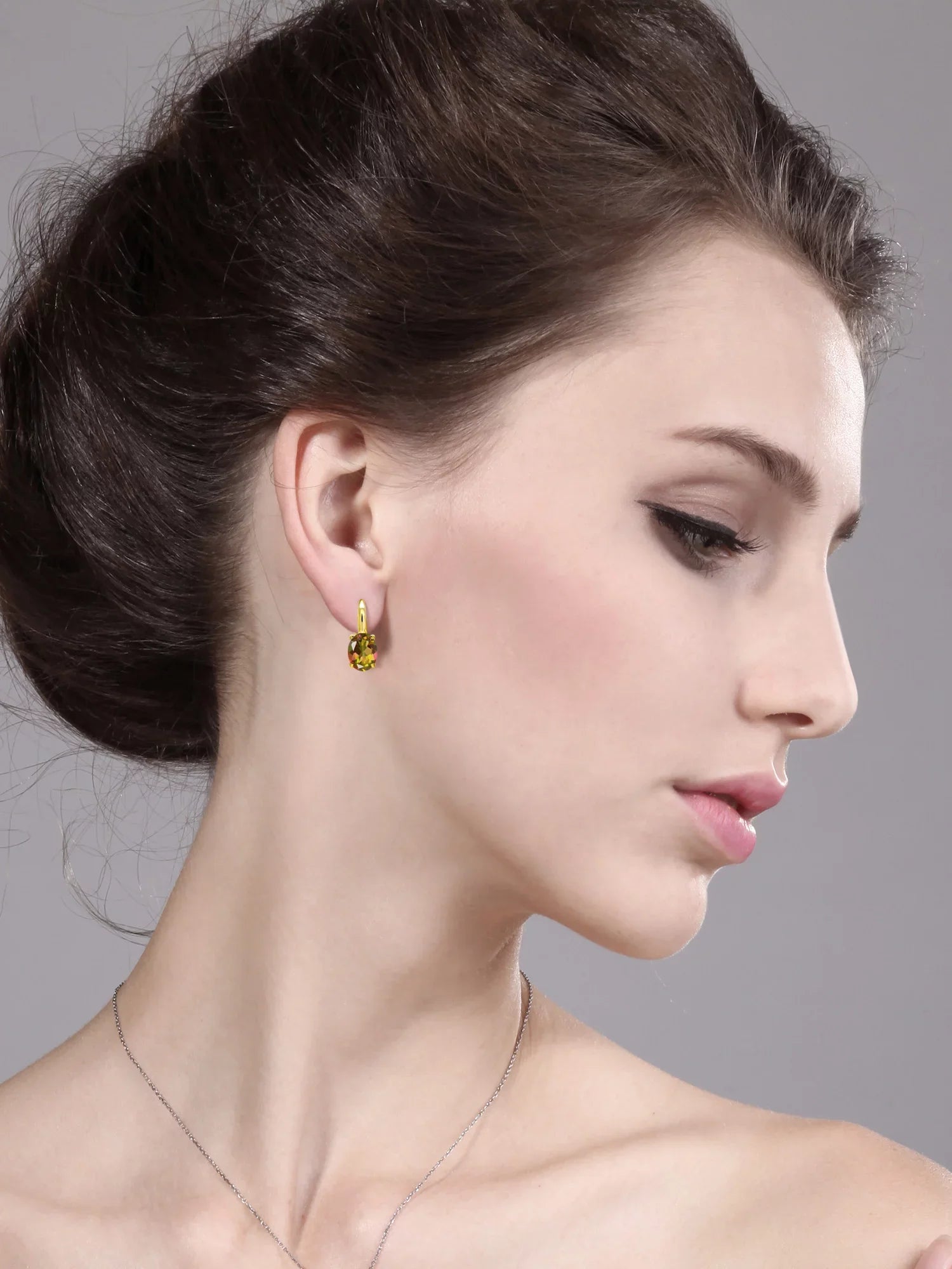 Gem Sizetone King 9.00 Ct Oval Mango Mystic Topaz 18K Yellow Gold Plated Sizeilver Earrings