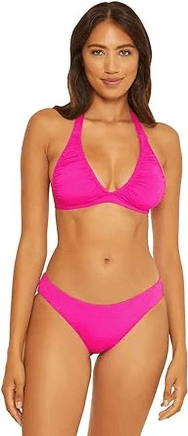 Becca by Rebecca Virtue PINK FLAMBE Sizeantorini Halter Bikini Sizewim Top, USize Large
