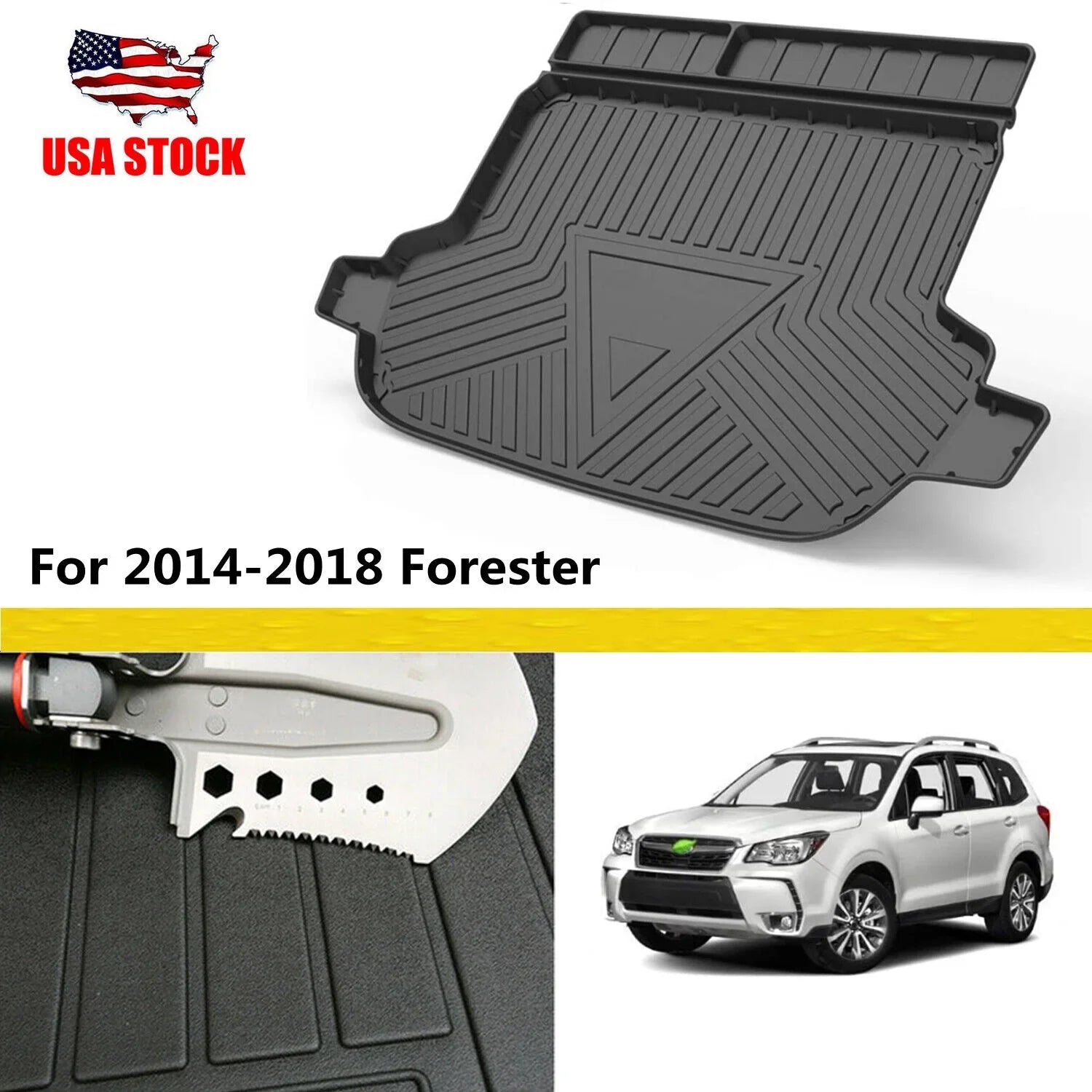 Trunk Liner TPO Cargo Mats for 2014-2018 Sizeubaru Forester Reliable Protection