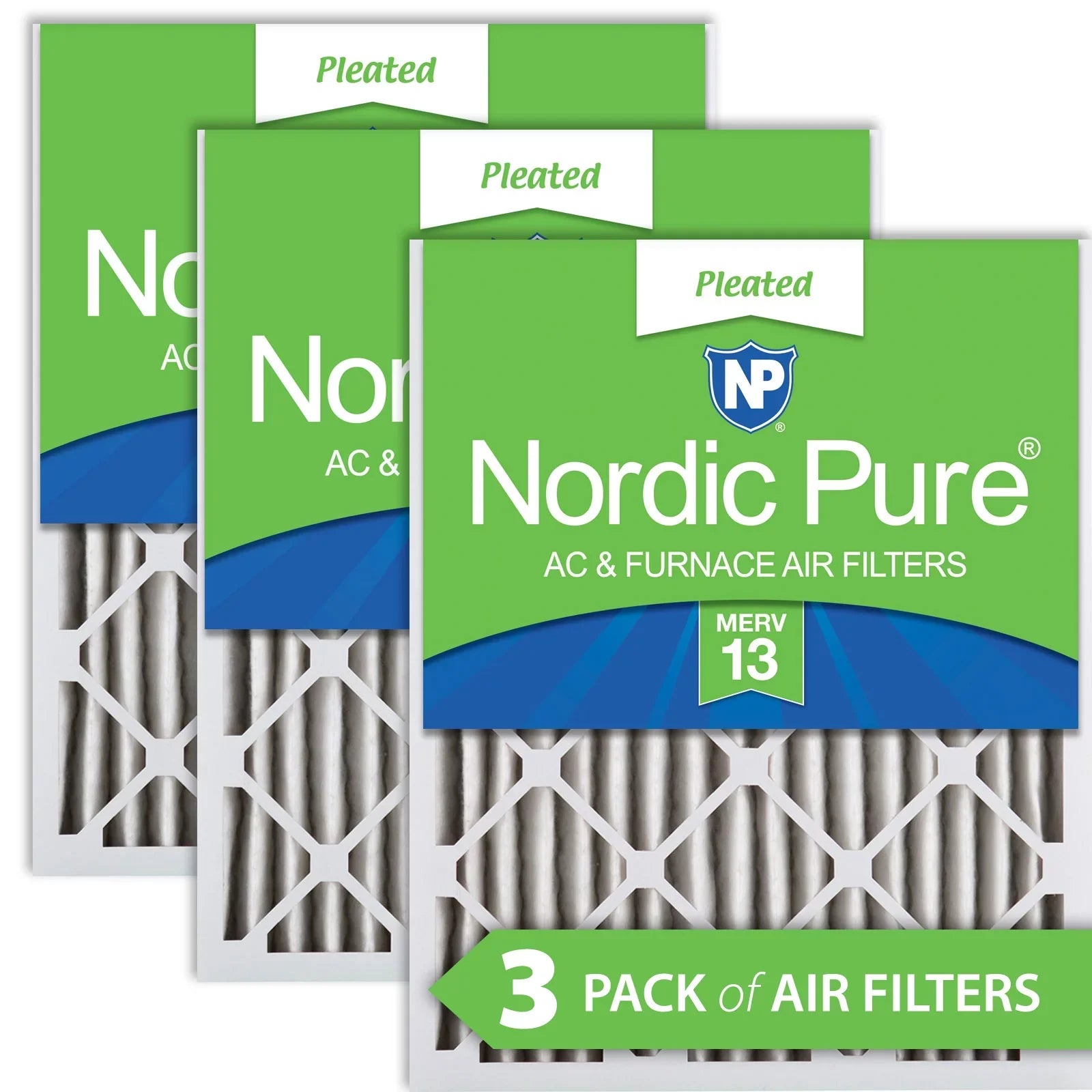 Nordic Pure 24x24x2 Pleated MERV 13 Air Filters 3 Pack