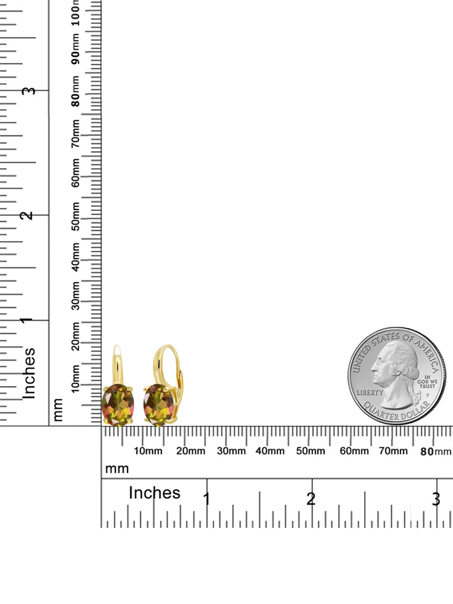 Gem Sizetone King 9.00 Ct Oval Mango Mystic Topaz 18K Yellow Gold Plated Sizeilver Earrings