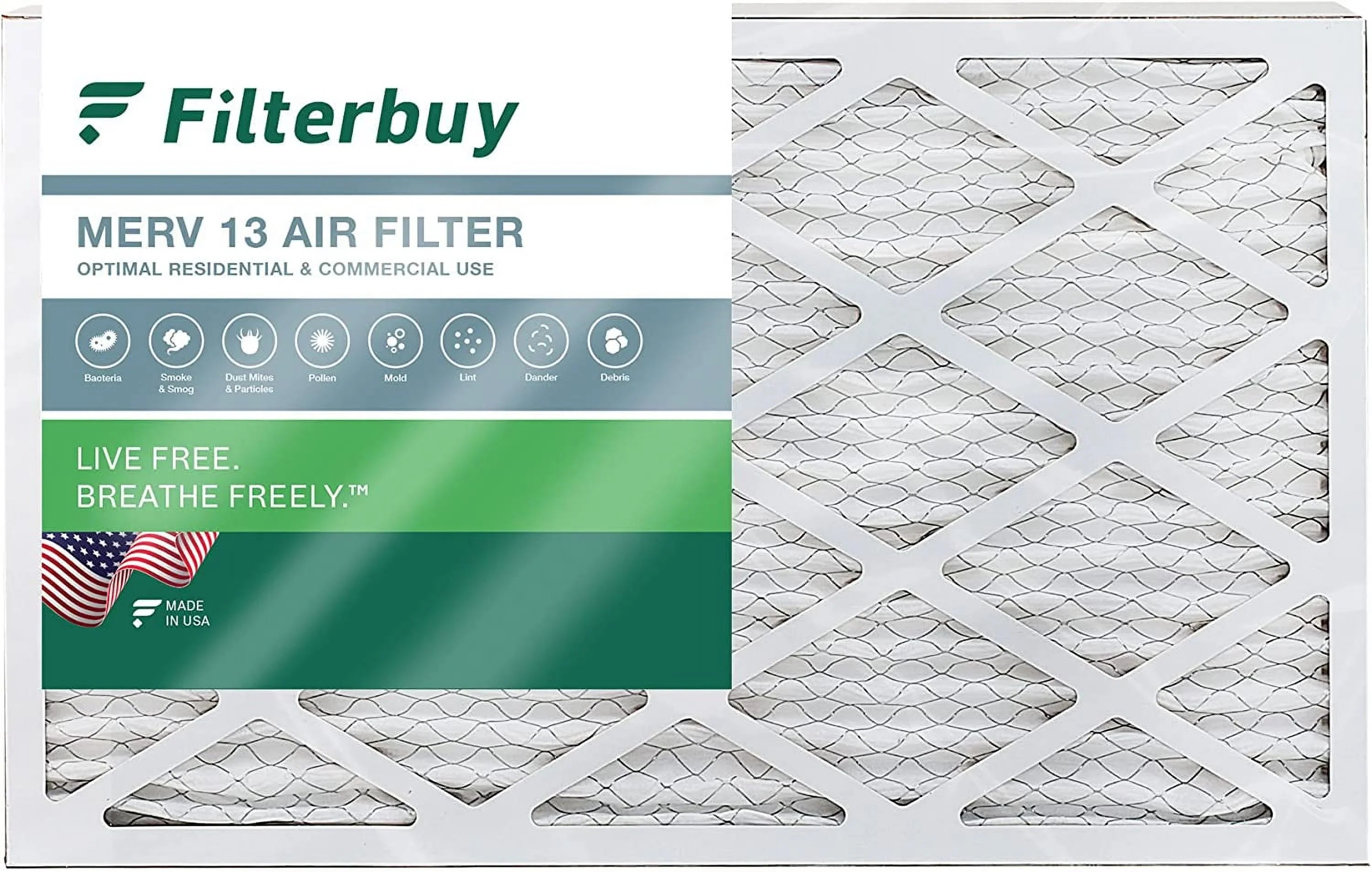 Filterbuy 8x30x1 MERV 13 Pleated HVAC AC Furnace Air Filters (1-Pack)