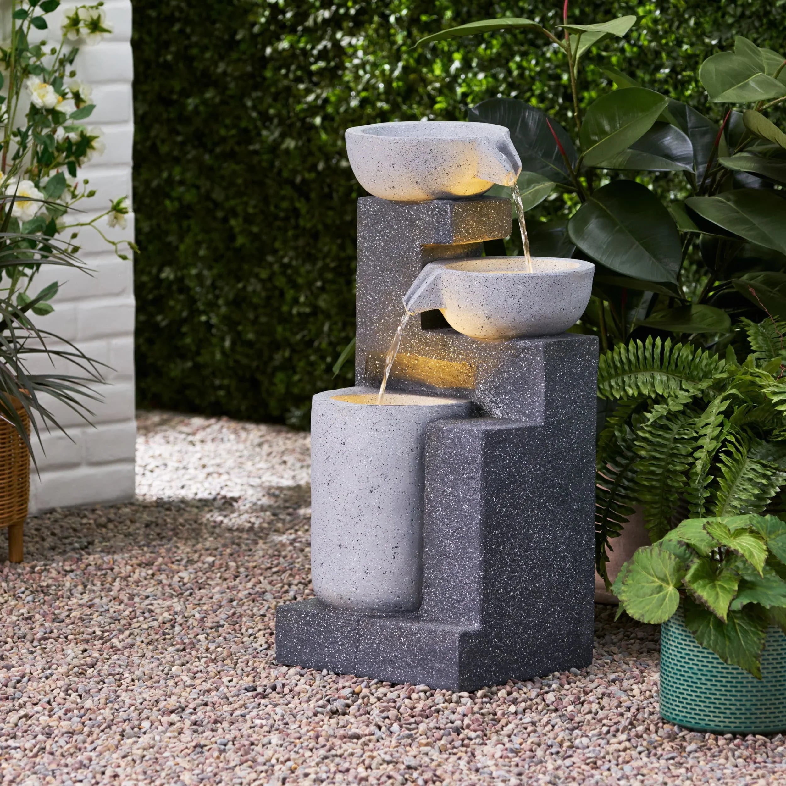 Christopher Knight Home Catoosa Outdoor Modern 3 Tier Fountain by