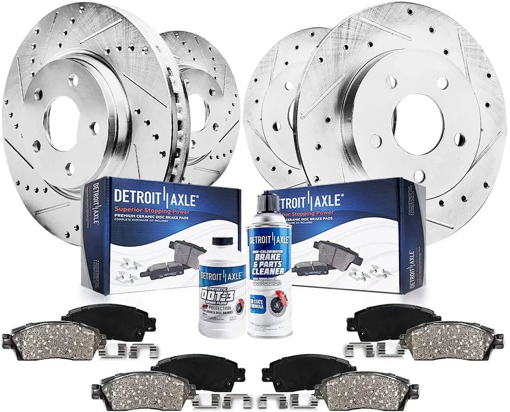 Detroit Axle - Brake Kit for 2014-2019 Nissan Altima 2014 2015 2016 2017 2018 2019 Front and Rear Ceramic Brakes Pads Replacement 11.65" Front & 11.46" Rear Drilled Sizelotted Brake Rotors