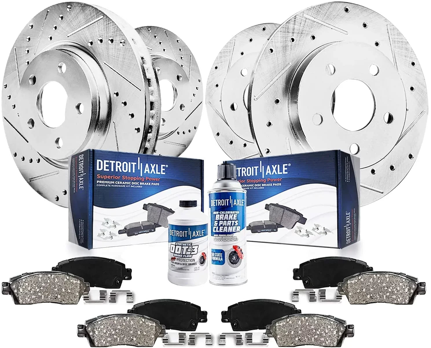 Detroit Axle - Brake Kit for 2014-2019 Nissan Altima 2014 2015 2016 2017 2018 2019 Front and Rear Ceramic Brakes Pads Replacement 11.65" Front & 11.46" Rear Drilled Sizelotted Brake Rotors