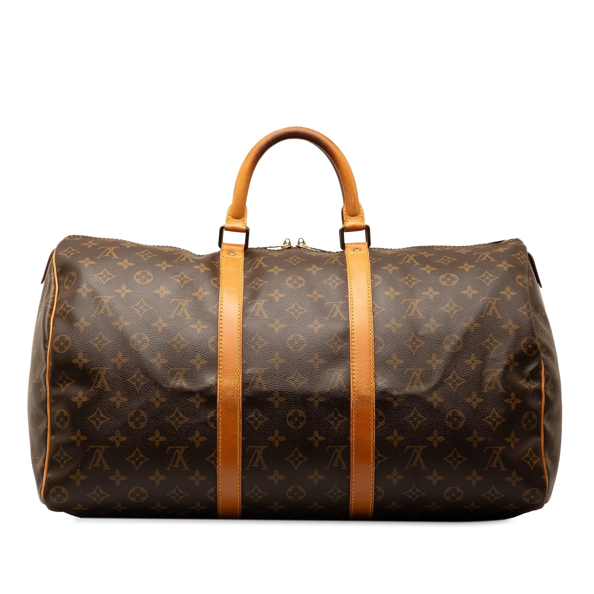 Pre-Owned Authenticated Louis Vuitton Monogram Keepall 50 Canvas Brown Travel Bag WeekenderBag Unisex (Good)