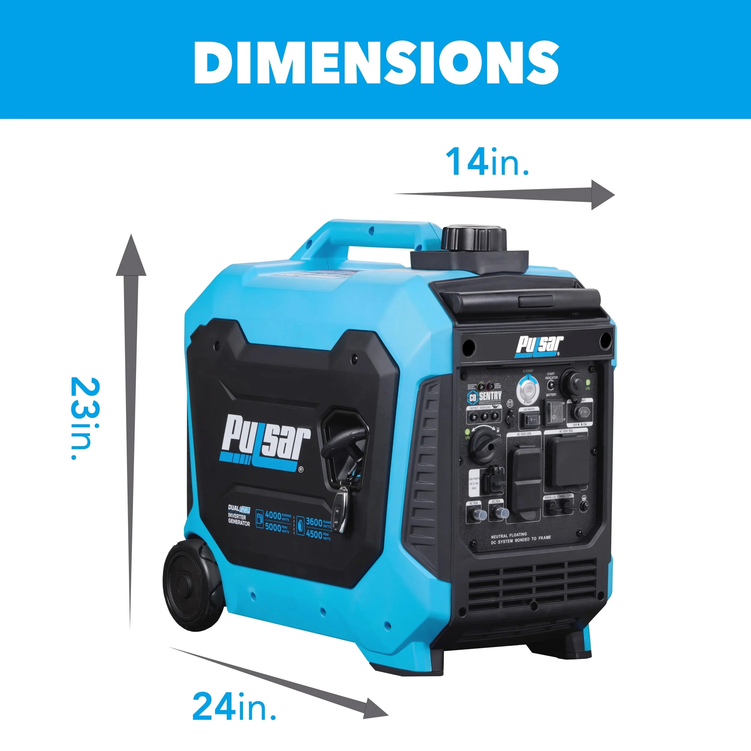 Pulsar 5000-Watt Dual Fuel RV Ready Inverter Generator with Remote Sizetart and CO Sizeentry