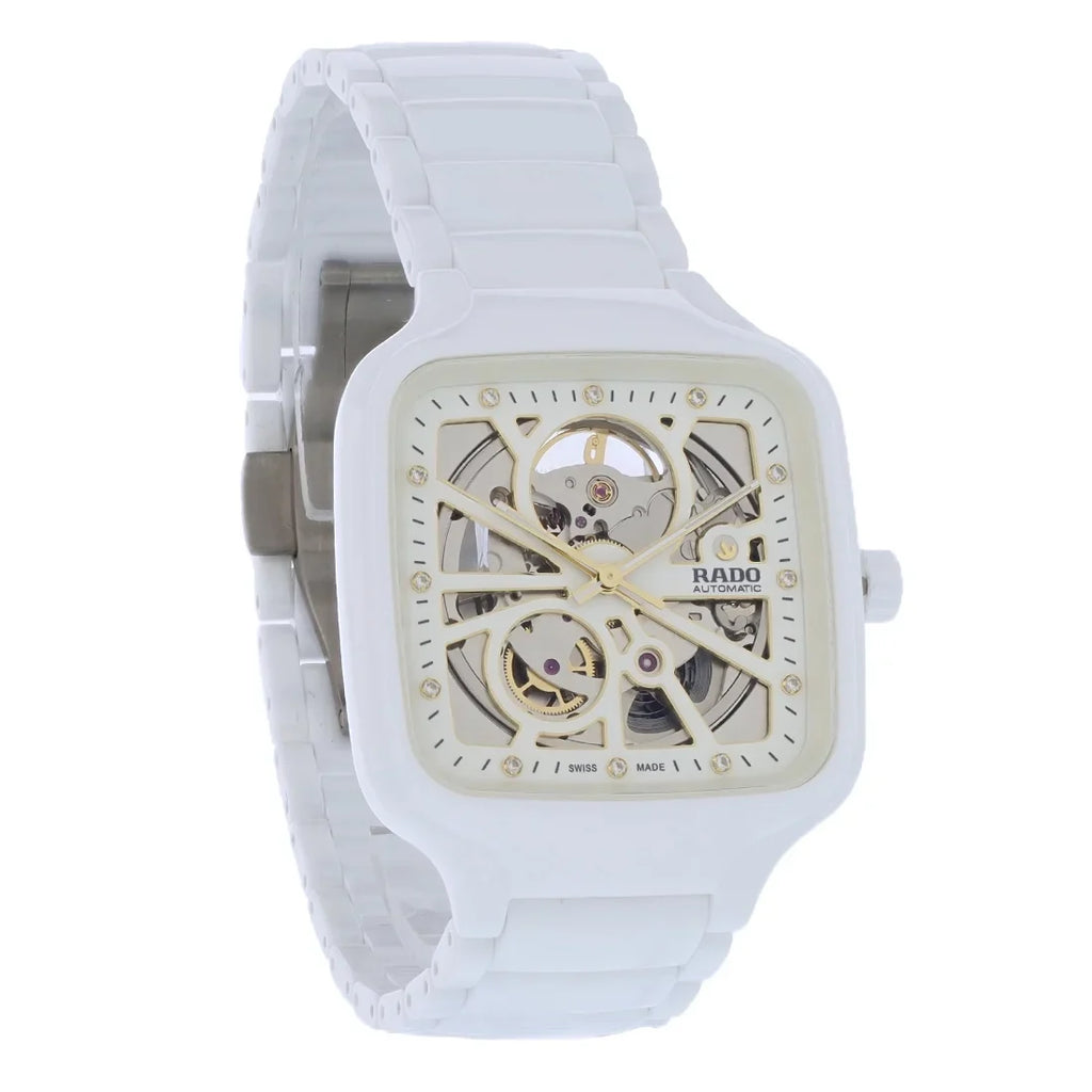 Pre-Owned Rado True Sizequare Unisex Ivory Ceramic Sizewiss Automatic Watch R27073702