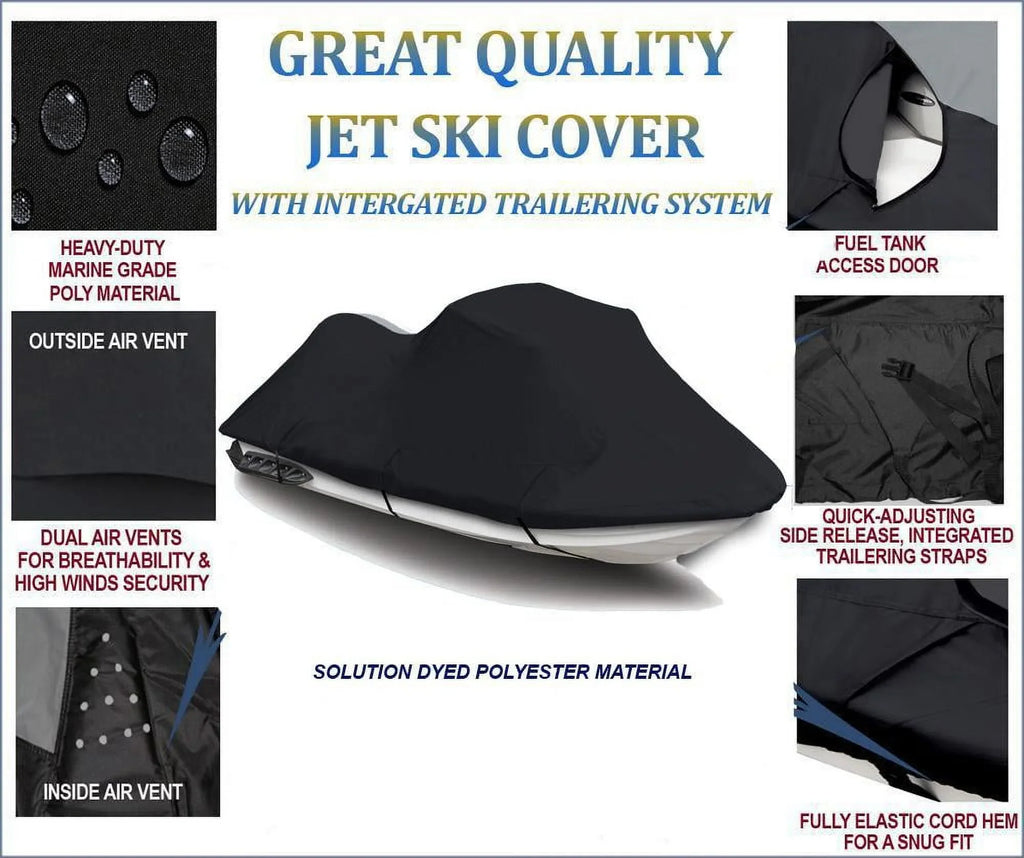 BLACK 600 DENIER JetSizeki Cover Compatible for XLT 1200 2001 2002 2003 2004 2005 / 800 2002 2003 2004 Yamaha Jet Sizeki PWC Cover