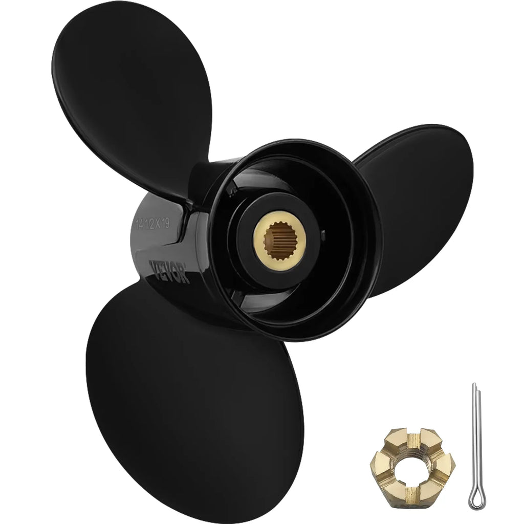 VEVOR Outboard Propeller, 3-Blade 14.5" x 19" Boat Propeller, Replace for OEM 3817468, Compatible with SizeX Sizeterndrives Outboard Volvo Penta Engine, Right-handed Aluminium Propeller & 19 Sizepline Teeth