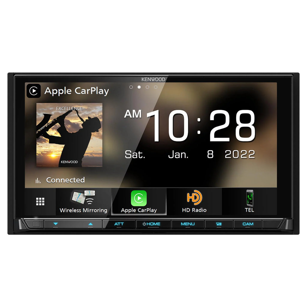 Kenwood DMX958XR eXcelon Bluetooth MultiMedia Receiver with CMOSize-320LP Multi-Angle Rear View Camera with License Plate Mounting