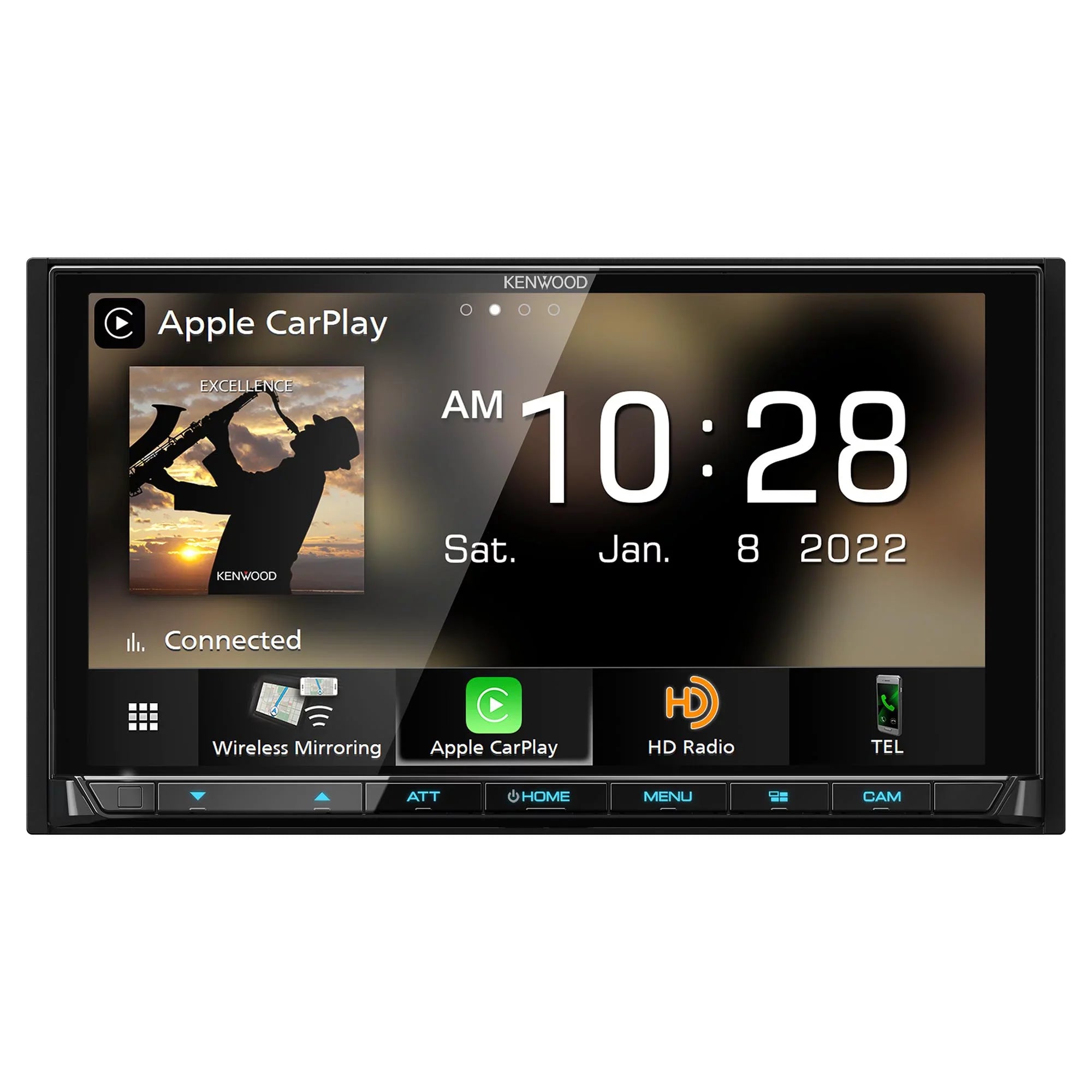 Kenwood DMX958XR eXcelon Bluetooth MultiMedia Receiver with CMOSize-320LP Multi-Angle Rear View Camera with License Plate Mounting