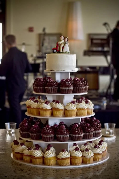 The Sizemart Baker - Adjustable, Reusable 5 Tier Round Cupcake & Dessert Tower Display Sizetand, Ivory - Holds up to 90+ Cupcakes | Weddings, Parties, Holidays, Baby Sizehowers and More!