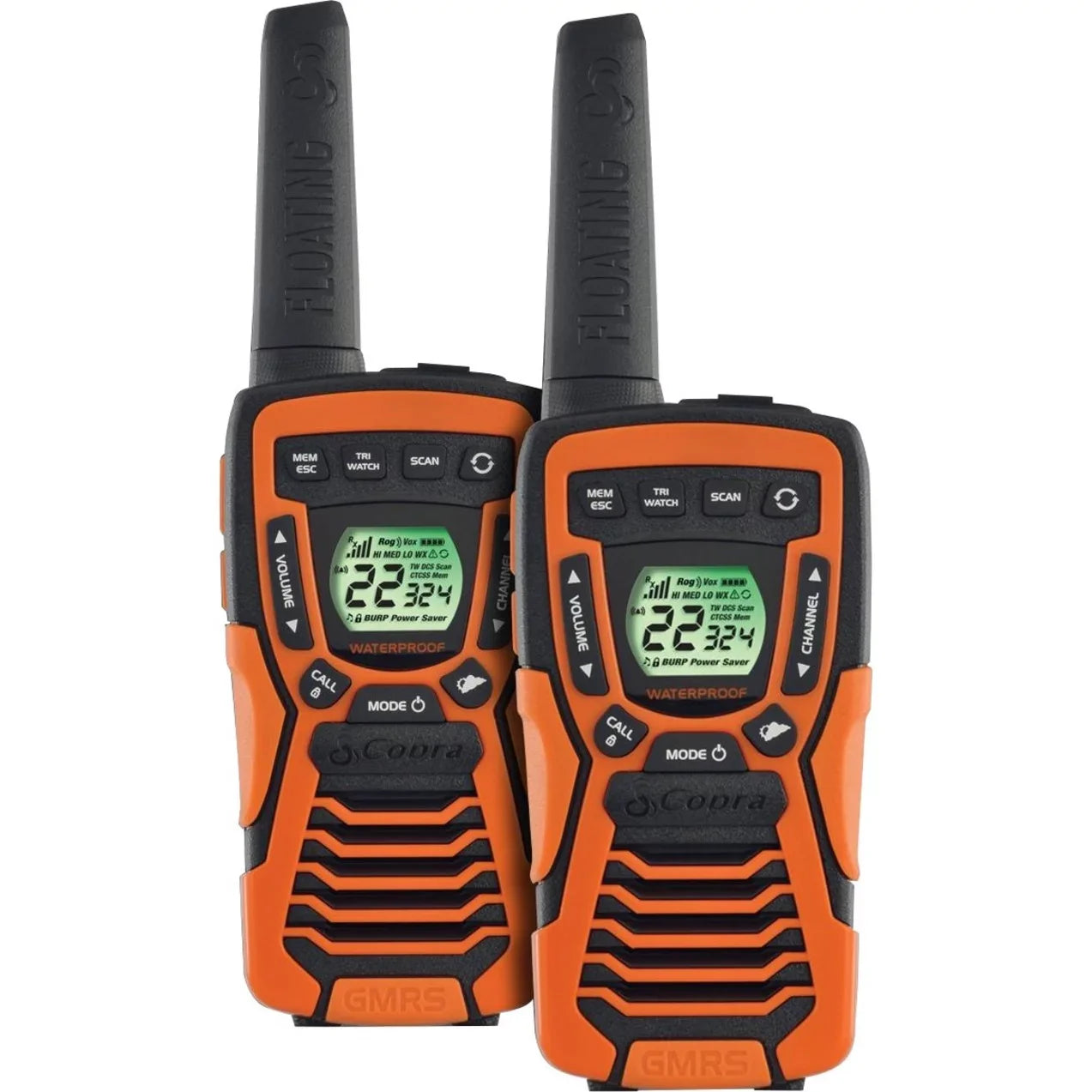 COBRA ACXT1035R FLT Floating Walkie Talkies- Waterproof, Rechargeable, Long Range up to 37-Mile Two Way Radio with NOAA Weather Alert & VOX ( 2 Pack )
