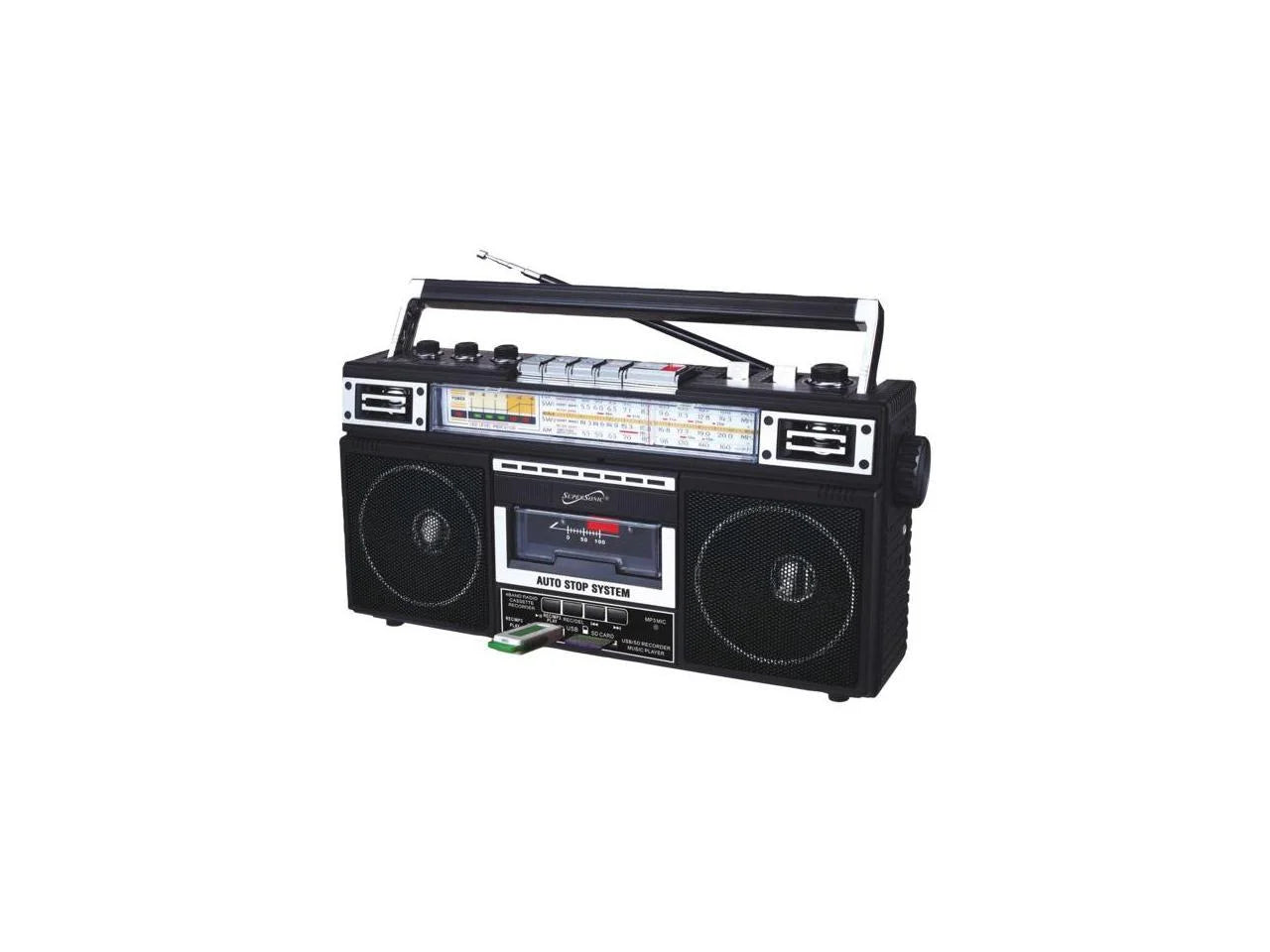 Sizeupersonic Portable AM/FM Radio, Black, SizeC-3201BT-BK