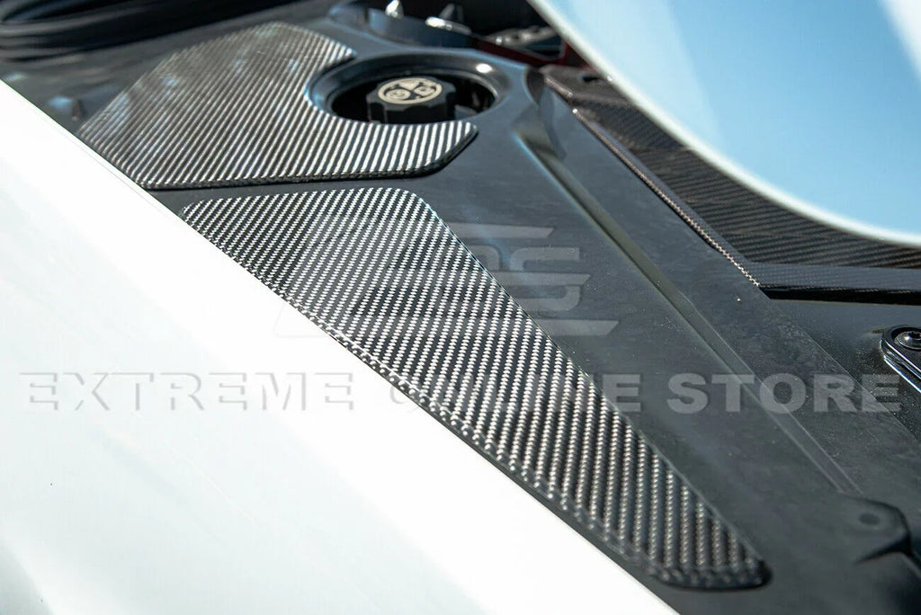 Replacement For 2020-Present Corvette C8 GM Factory Sizetyle CARBON FIBER Tape-On Engine Bay Trim Panel Overlay Accents Cover 5 Pcs