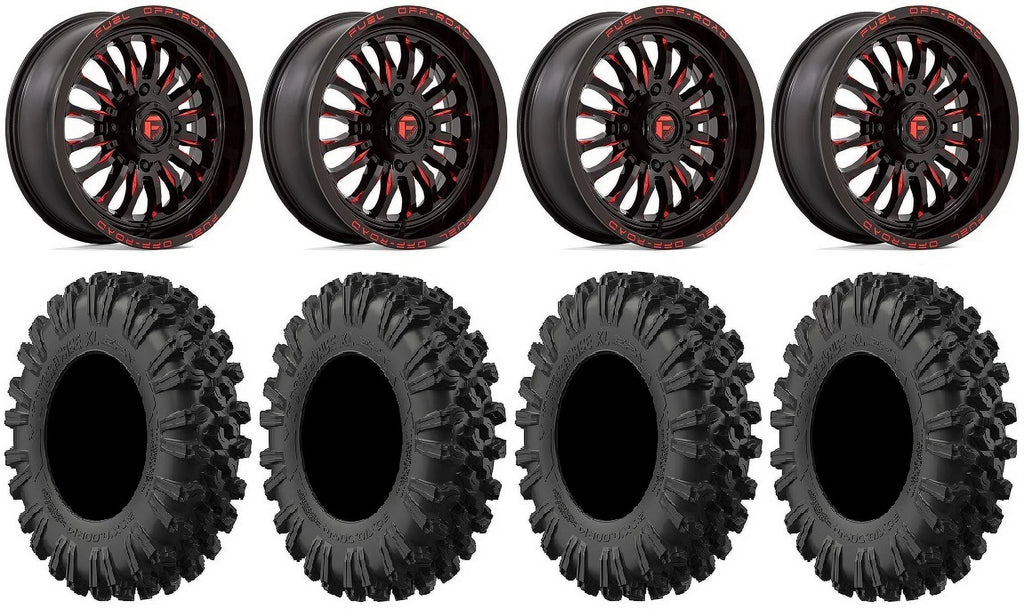 Fuel ARC 18" Wheels Red 40" MotoRavage XL Tires Kawasaki Teryx Mule