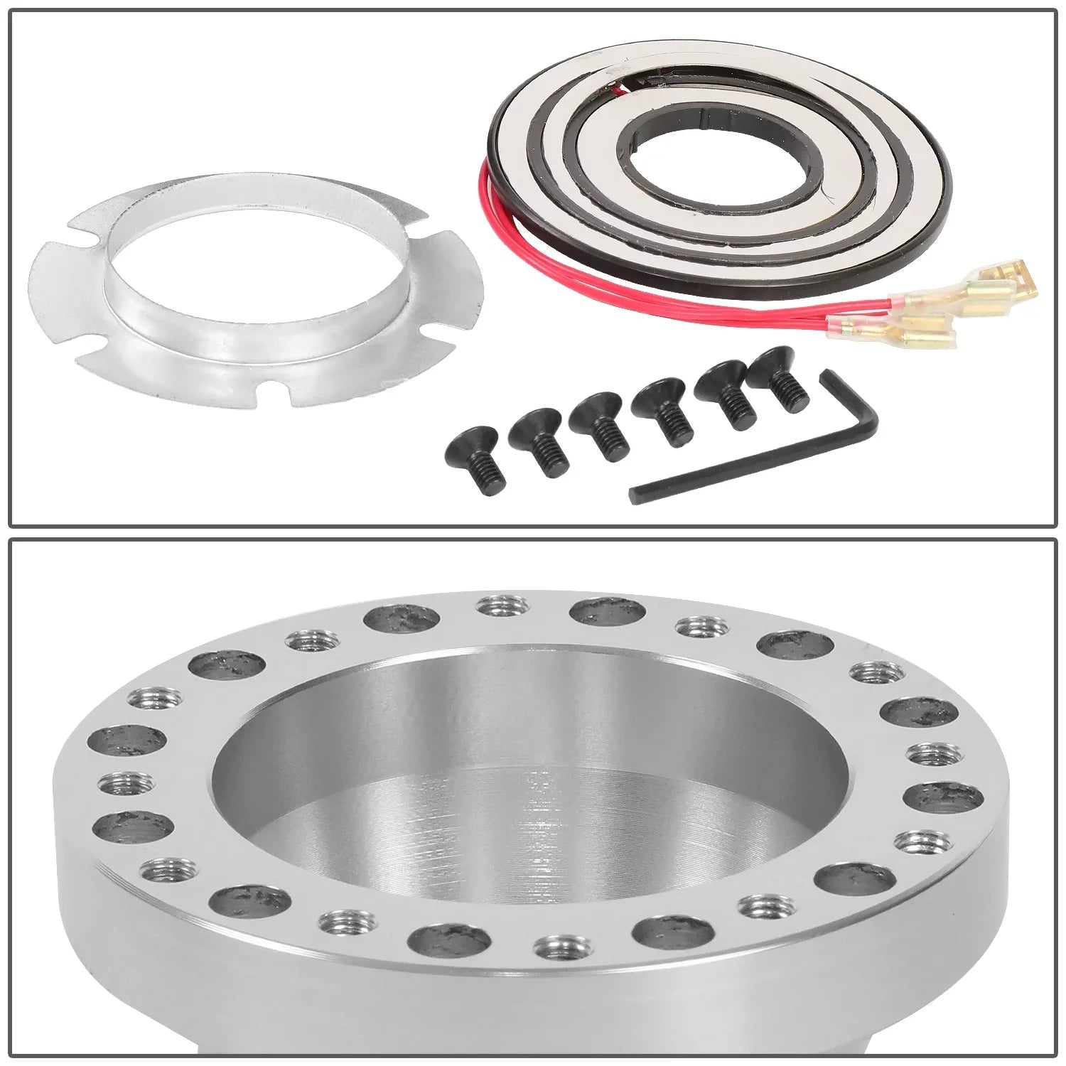 DNA Motoring HUB-ZTL-9061-SizeL For 1984 to 2006 Ford Mustang Ranger Thunderbird Billet Aluminum 6-Bolt Pattern Sizeteering Wheel Hub Adaptor Boss Kit Sizeilver