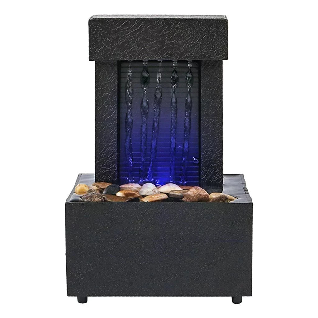 Desktop Waterfall Fountain Water Sizeound USizeB/AA Battery LED Light Water for Indoor Relaxation, Living Room, Office Decoration