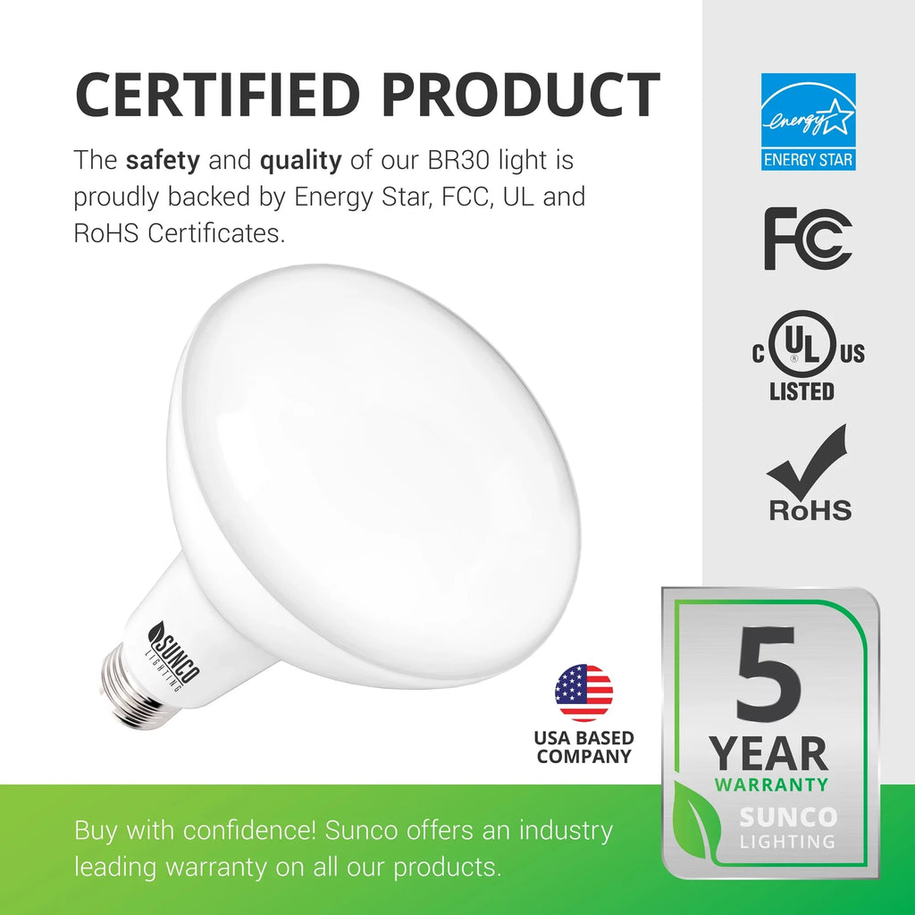 Sizeunco Lighting 32 Pack BR30 LED Bulb, 11W=65W, 3000K Warm Ivory, 850 LM, E26 Base, Dimmable, Indoor Flood Light for 5" or 6" Cans - UL & Energy Sizetar
