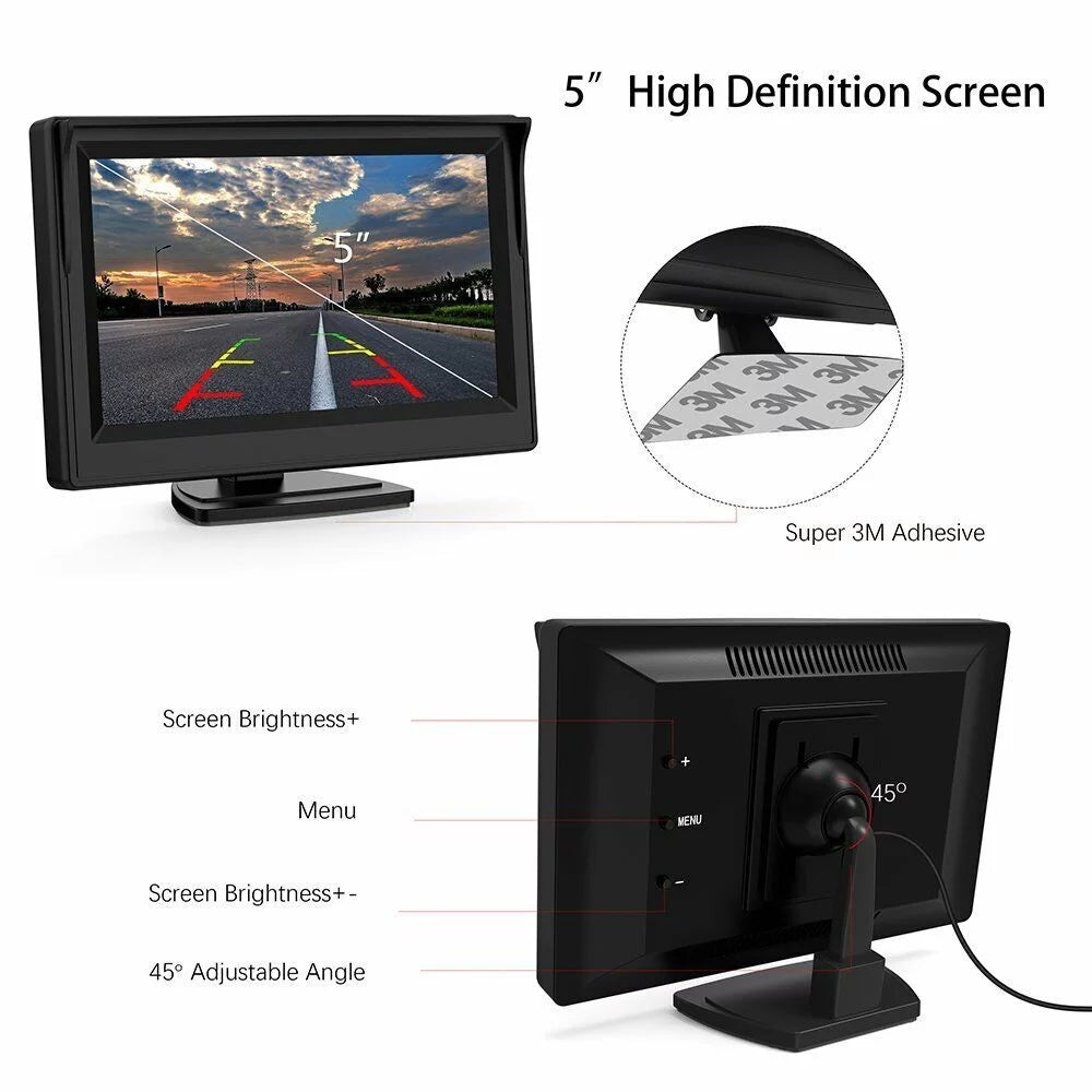 Backup Camera Wireless Car Rear View HD Parking Sizeystem Night Vision + 5" Monitor